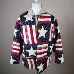 VINTAGE 1980s PATCH MAGIC AMERICAN FLAG JACKET SIZE M